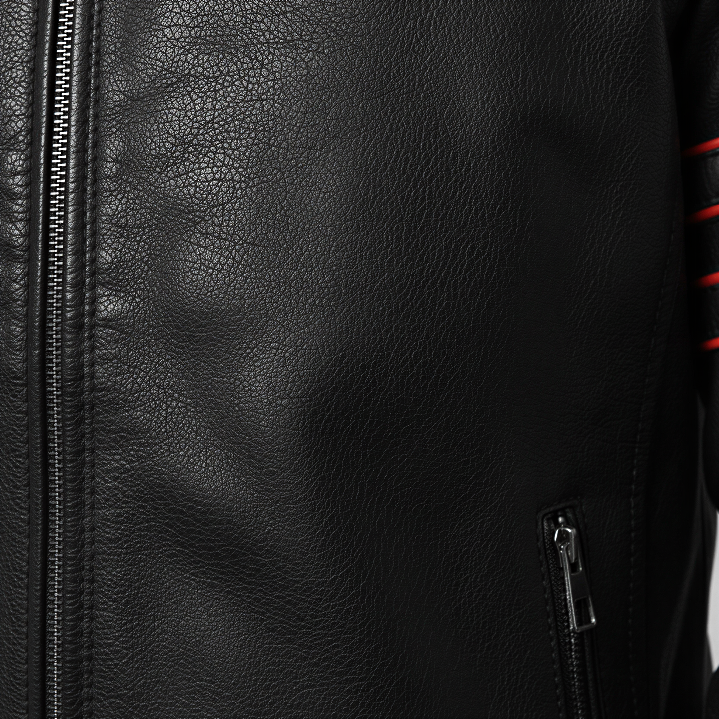 Racer Imiteret Læderjakke | Sporty Røde Striber | Vinter