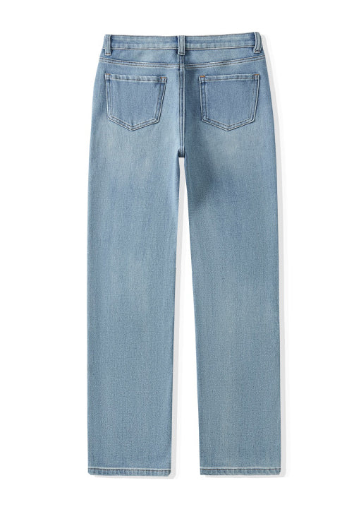 Ribstrikket Top & Jeans - Højtaljede