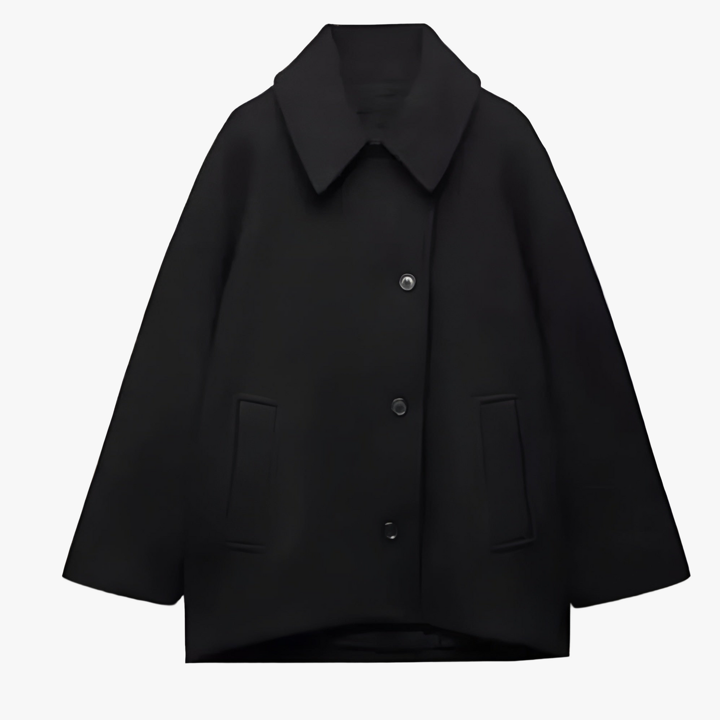 Oversized Uldfrakke - Notched Collar & Patch Lommer