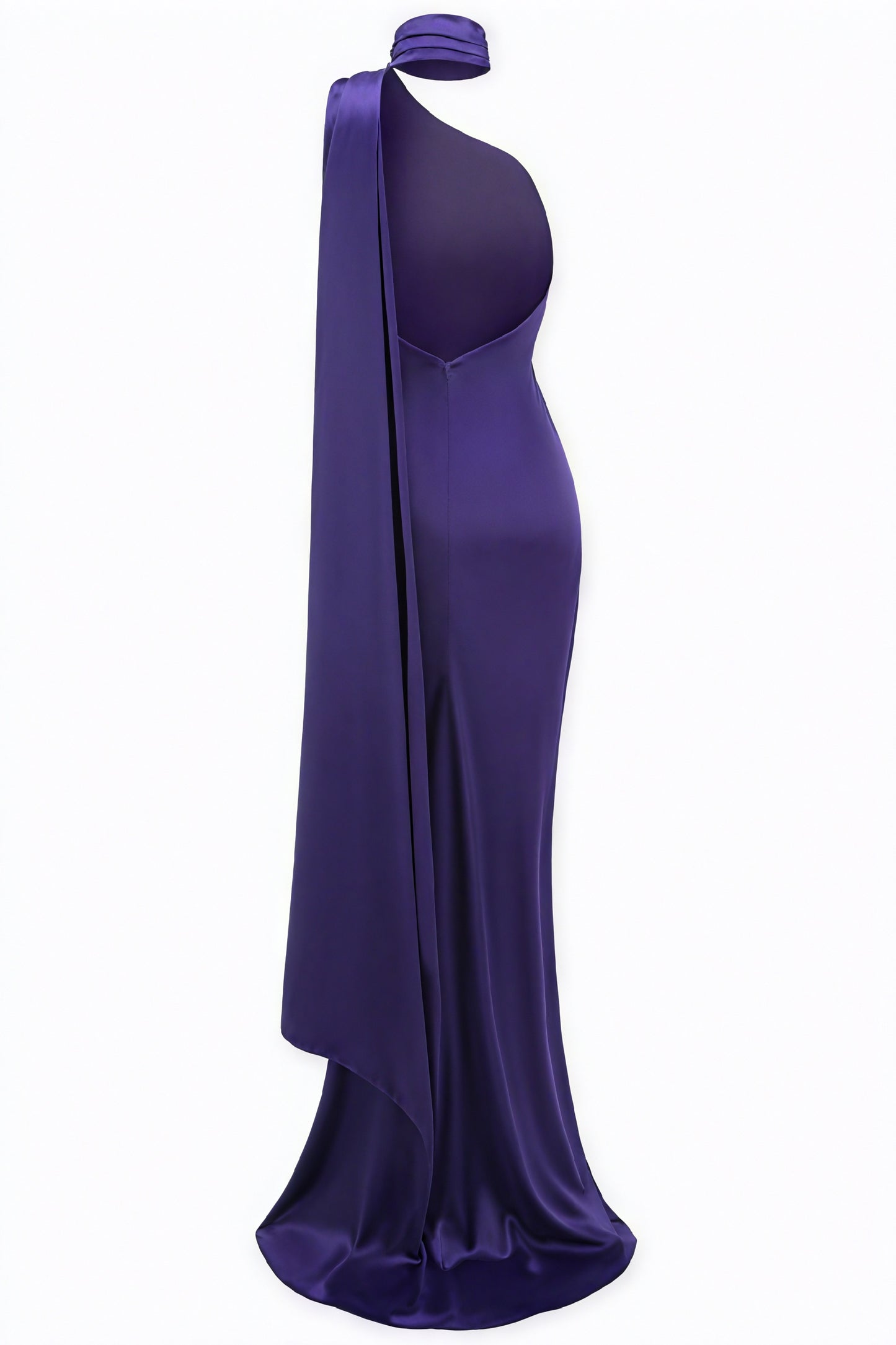 One-shoulder Aftenkjole med Stofrose - Lilla
