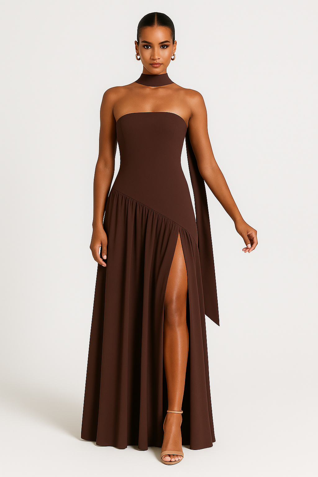 Moderne Elegance Maxi kjole | Høj sprække & rynkning | Forår/Sommer