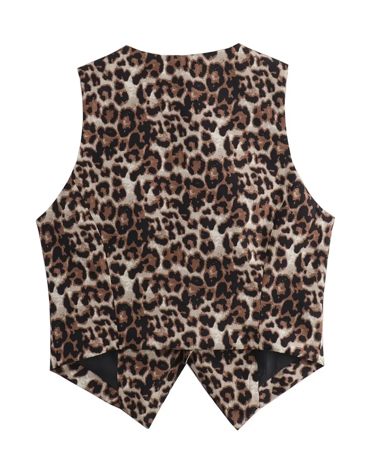 Leopard Vest med V-udskæring og Knapper