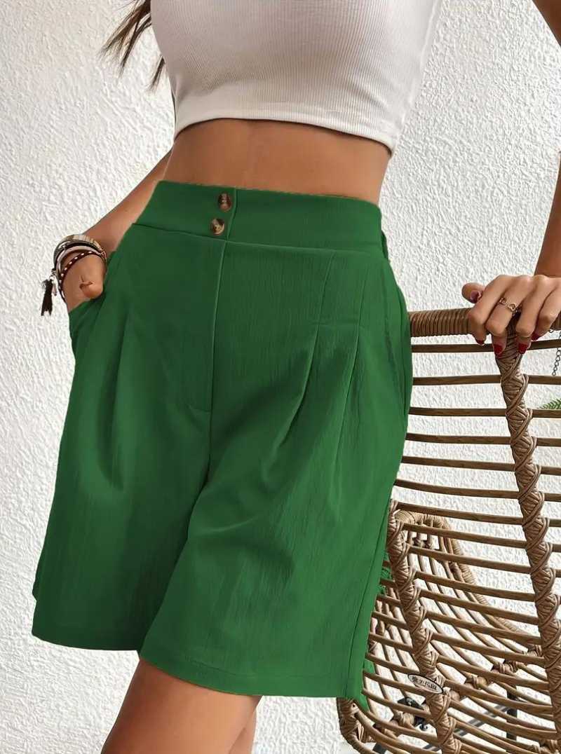 Kvinders Shorts – Højtaljede Plisserede med Funktionelle Lommer, Elegant Stil-82558-07bbe6f6-de12-4d8b-850c-68b005a5e88a