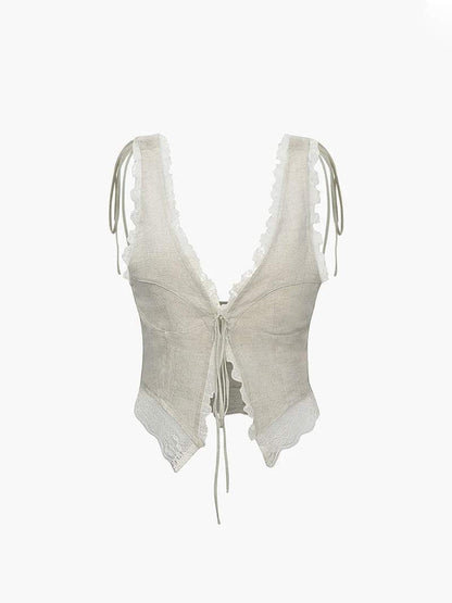 Sommer Top med Blonde V-Hals