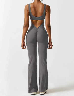Kvinde Jumpsuit – Ærmeløs, Åben Ryg, Vide Ben, Strækstof, Formtilpasset Pasform-83507-0b146f24-1af6-4ddb-8e2a-ae641760f809