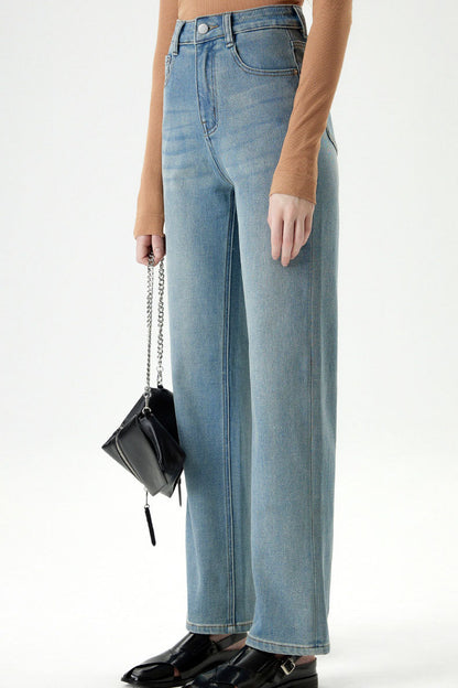 Ribstrikket Top & Jeans - Højtaljede