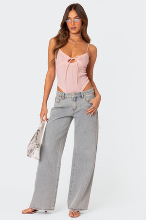 Dame Jeans – Lyse Wide Leg med Broderede Sløjfer-83512-0d4a2dad-f92a-47b3-a25b-c34aaa594a84