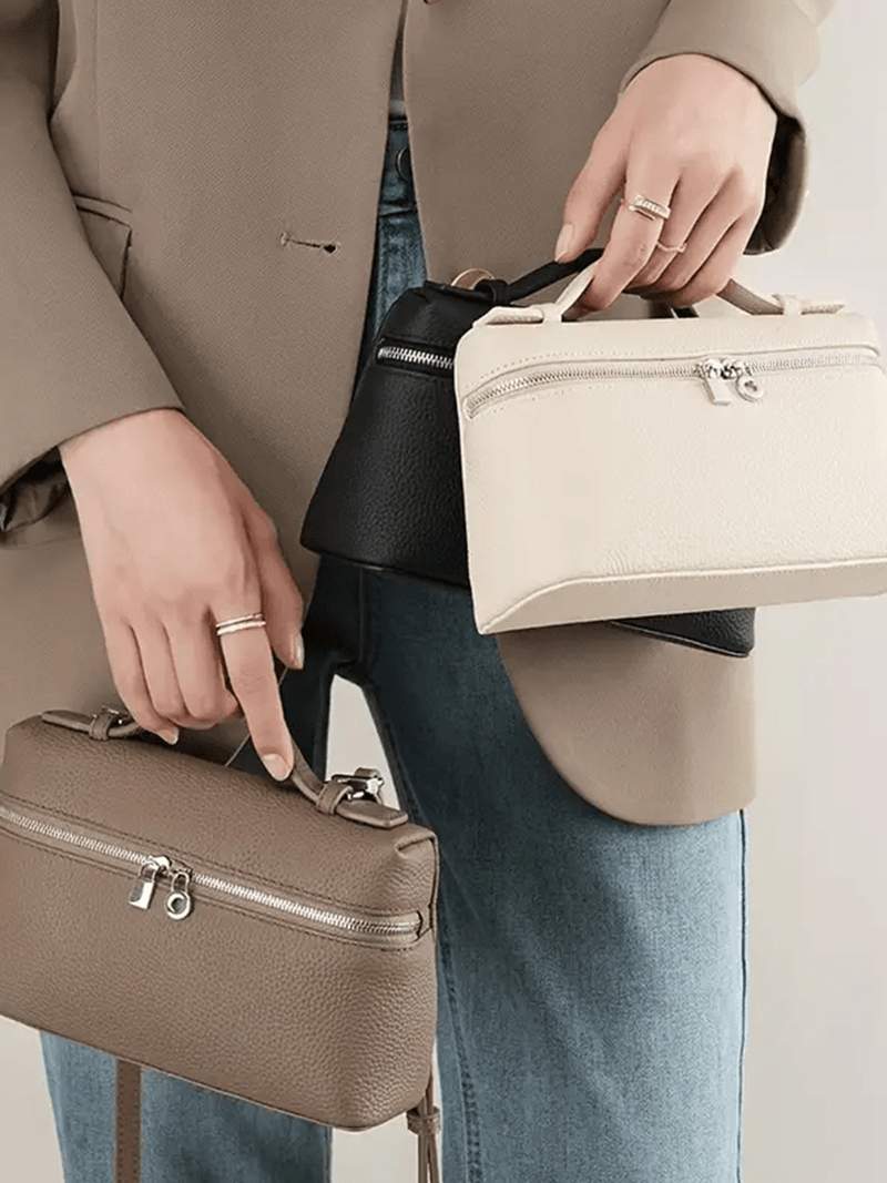 Struktureret Håndtaske med Lynlås og Håndtag