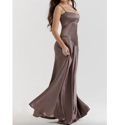 A-linje Gulvlang Kjole med Stropper