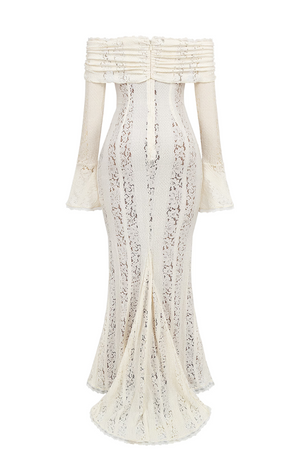 Kvinde Blondekjole – Off-Shoulder, Lange Ærmer, Elegant Design-83555-10ad5c24-750a-4a11-96e4-425cac6f4b77