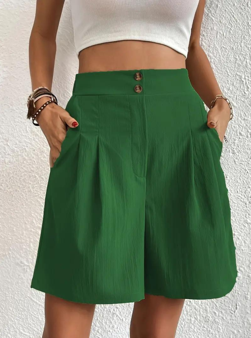 Kvinders Shorts – Højtaljede Plisserede med Funktionelle Lommer, Elegant Stil-82558-11597f8a-eb56-40e0-ab78-6c8043ad3701