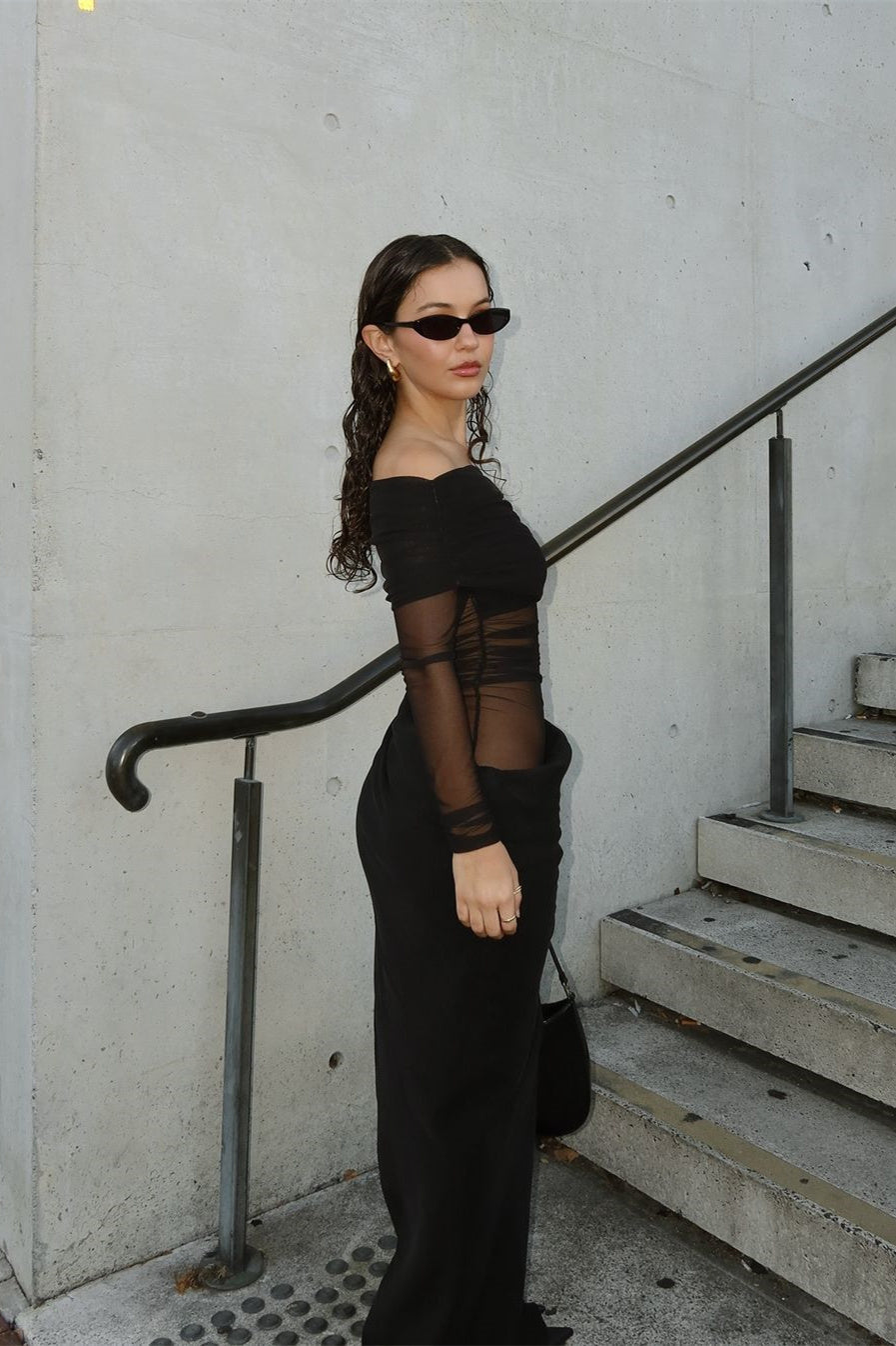 Draperet Aftenkjole med Off-Shoulder