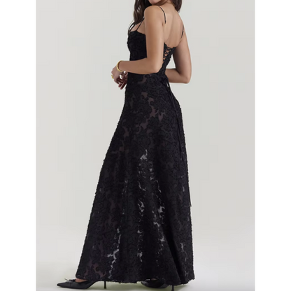 A-linje Gulvlang Kjole med Stropper