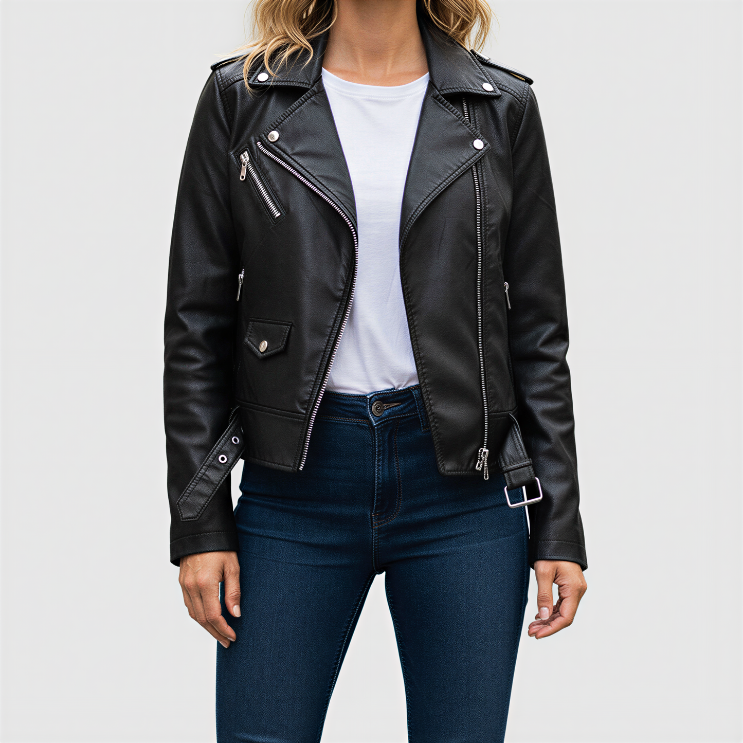 Jessica Timeless bikerjakke i imiteret læder