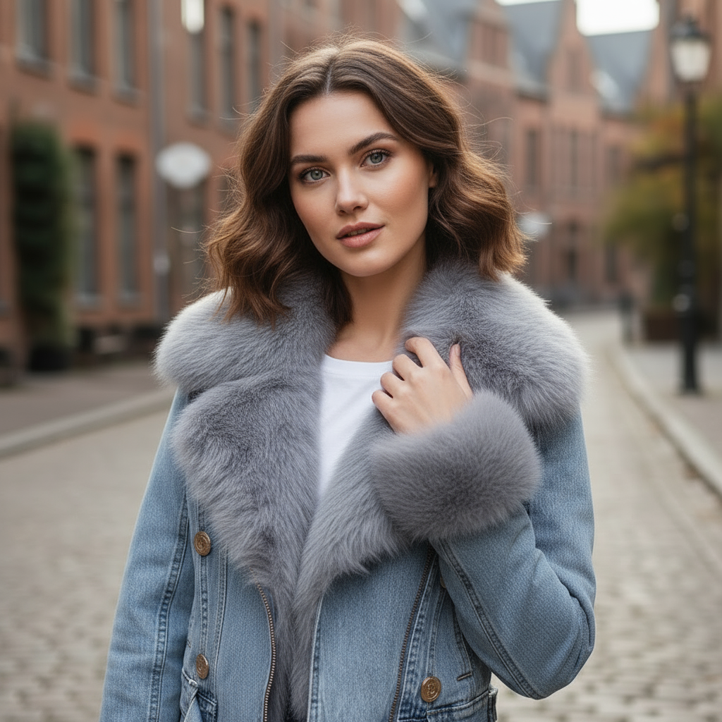 Biker Chic Denim Jakke | Med Faux Fur Krave | Vinterstil