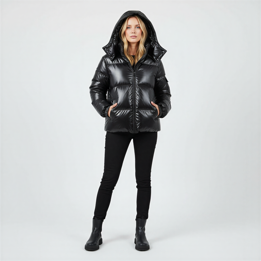 Jasmine Elegant højglans pufferjakke