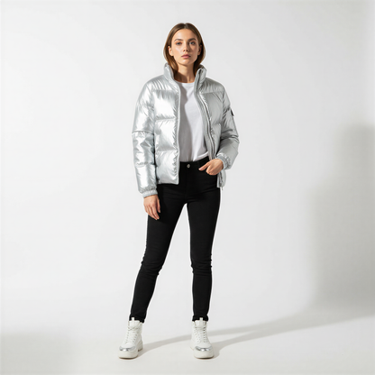 Jasmine Elegant højglans pufferjakke