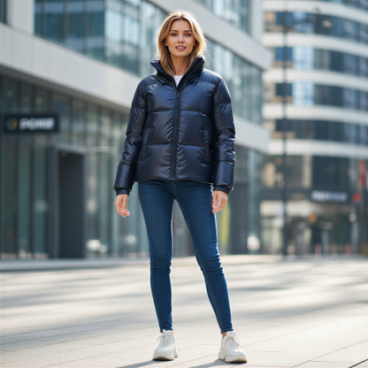 Jasmine Elegant højglans pufferjakke