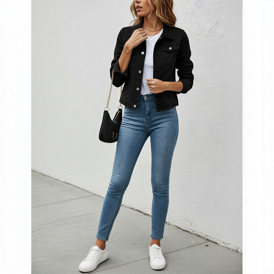 Klassisk Denimjakke | Cropped Pasform | Helårsbrug