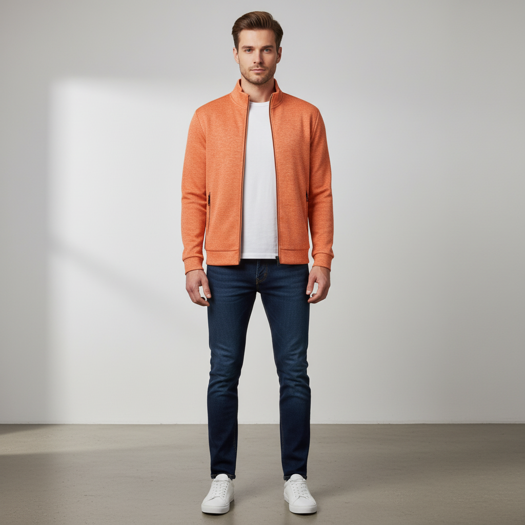 James Strikket Jakke | Kontrast Lynlås | Casual Sport