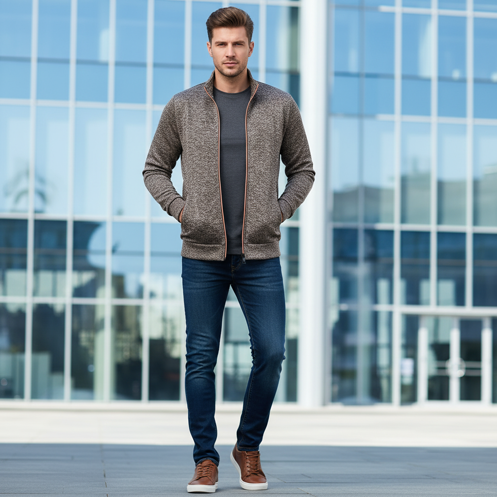 James Strikket Jakke | Kontrast Lynlås | Casual Sport