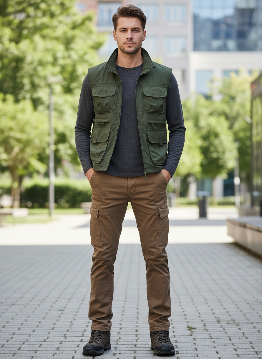 Praktisk Outdoor Vest | Mange Lommer | Helårsbrug