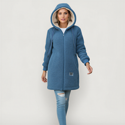 Hyggelig Sherpa Fleece Jakke | Med Hætte & Lommer | Vinterbrug