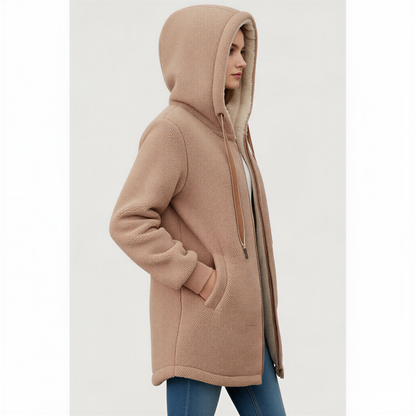 Hyggelig Sherpa Fleece Jakke | Med Hætte & Lommer | Vinterbrug