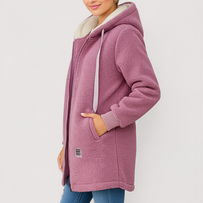 Hyggelig Sherpa Fleece Jakke | Med Hætte & Lommer | Vinterbrug