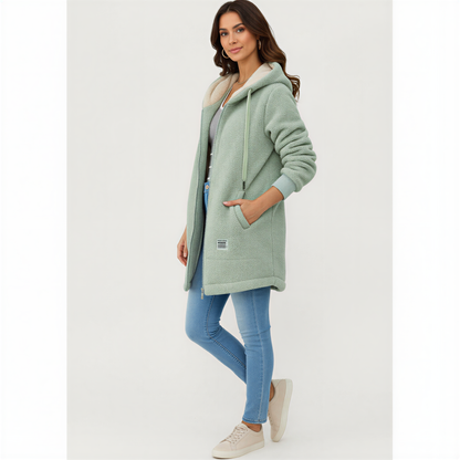 Hyggelig Sherpa Fleece Jakke | Med Hætte & Lommer | Vinterbrug