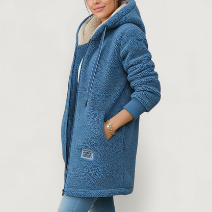 Hyggelig Sherpa Fleece Jakke | Med Hætte & Lommer | Vinterbrug