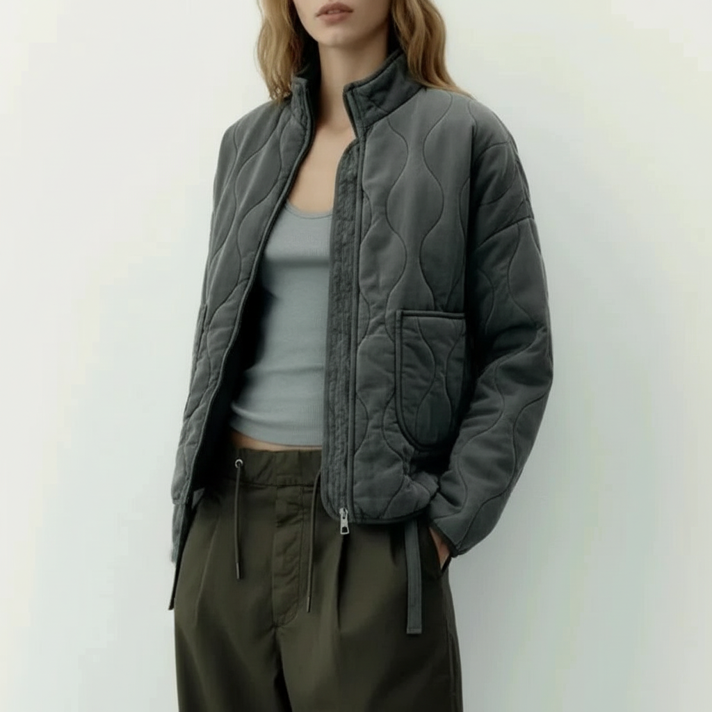 Afslappet Vatteret Jakke | Bølgemønster | Hverdag