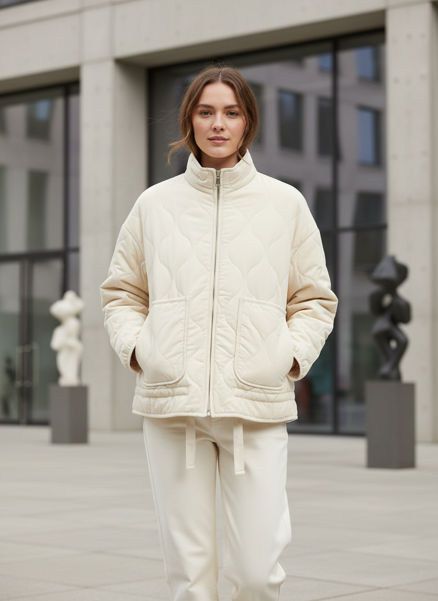 Afslappet Vatteret Jakke | Bølgemønster | Hverdag