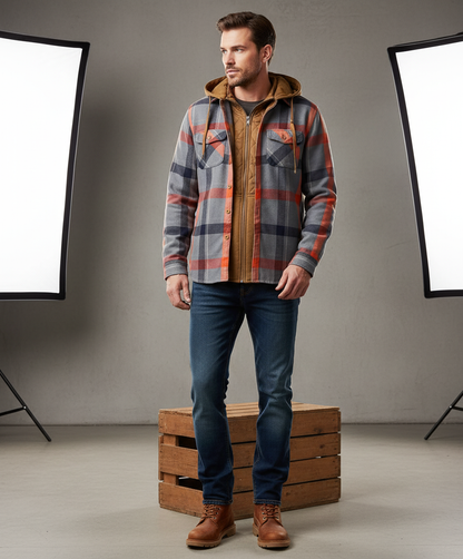 Patchwork Skjorte Jakke | Kontrast Hætte | Vinterstil