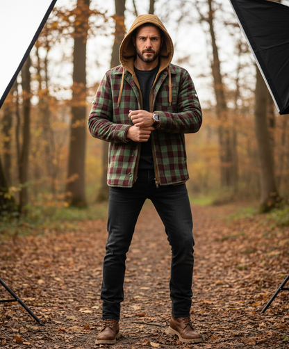 Patchwork Skjorte Jakke | Kontrast Hætte | Vinterstil