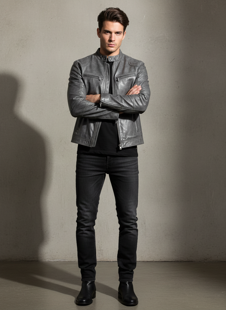 Moderne Kunstlæder Jakke | Lynlås & Lommer | Helårsbeklædning