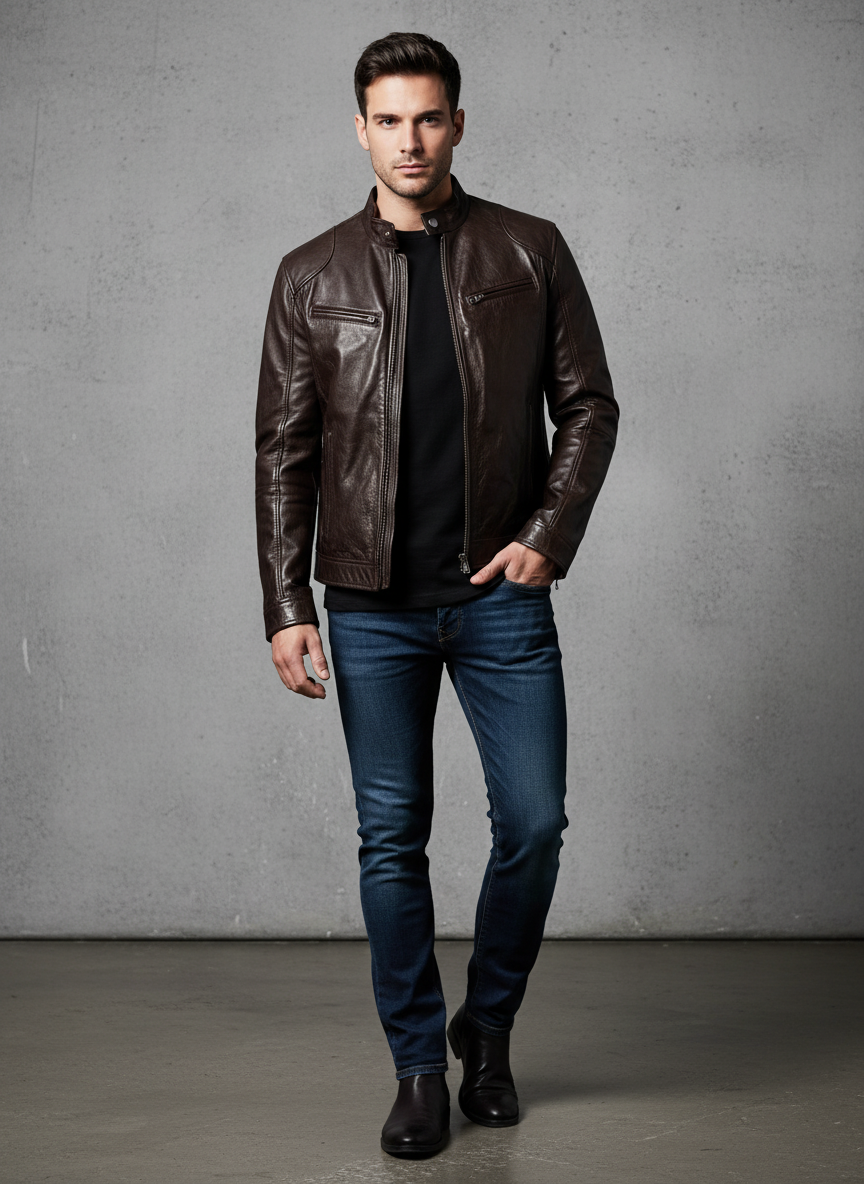 Moderne Kunstlæder Jakke | Lynlås & Lommer | Helårsbeklædning