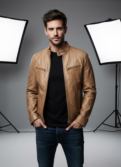 Moderne Kunstlæder Jakke | Lynlås & Lommer | Helårsbeklædning