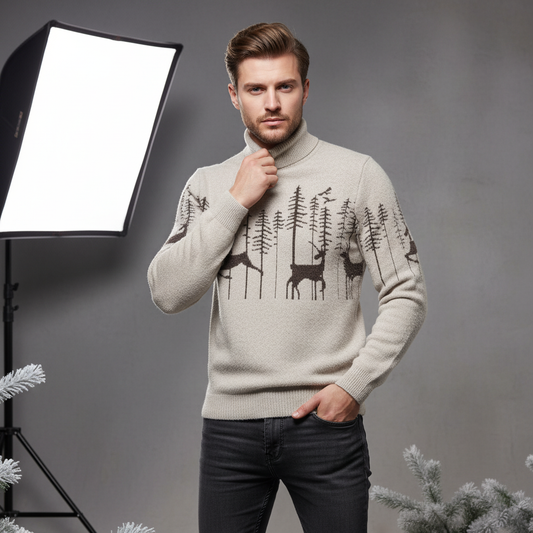 Herretrøje med skovprint | Uldblanding | Vinter
