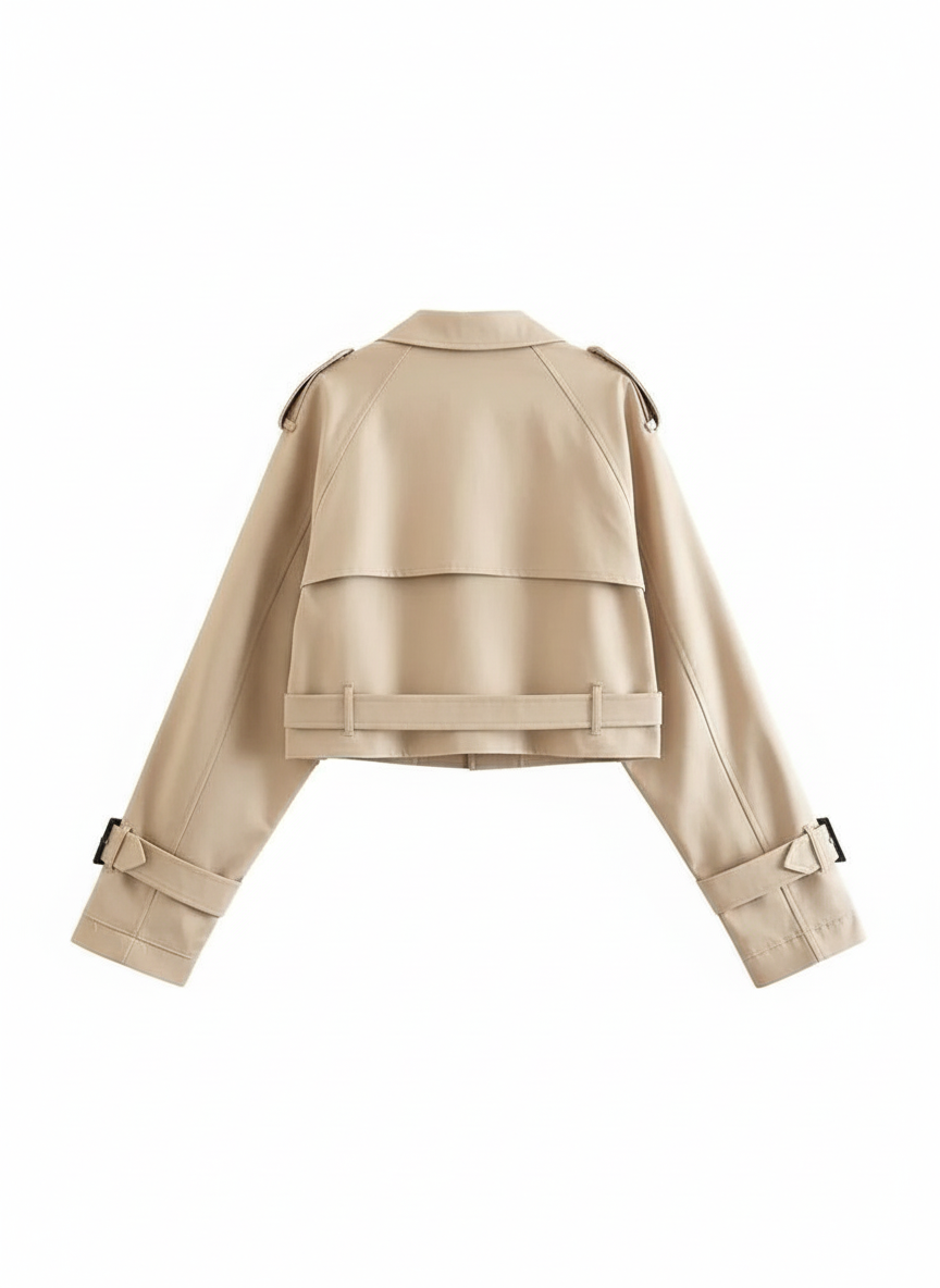 Beige Cropped Trenchcoat | Moderne Snit | Casual
