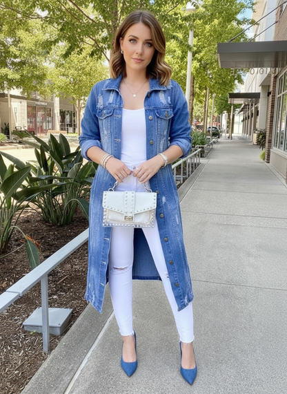 Afslappet Denimjakke | Frayed Hem | Helårsbrug