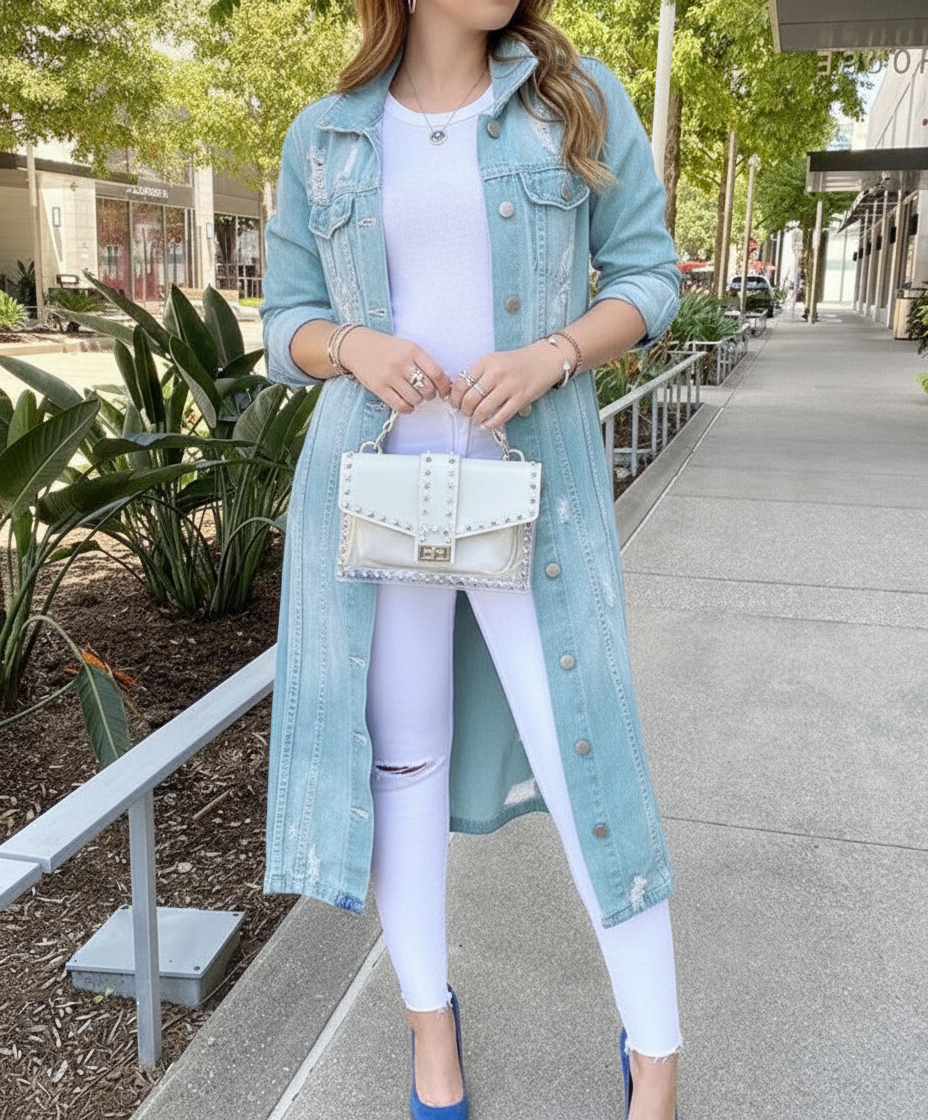 Afslappet Denimjakke | Frayed Hem | Helårsbrug