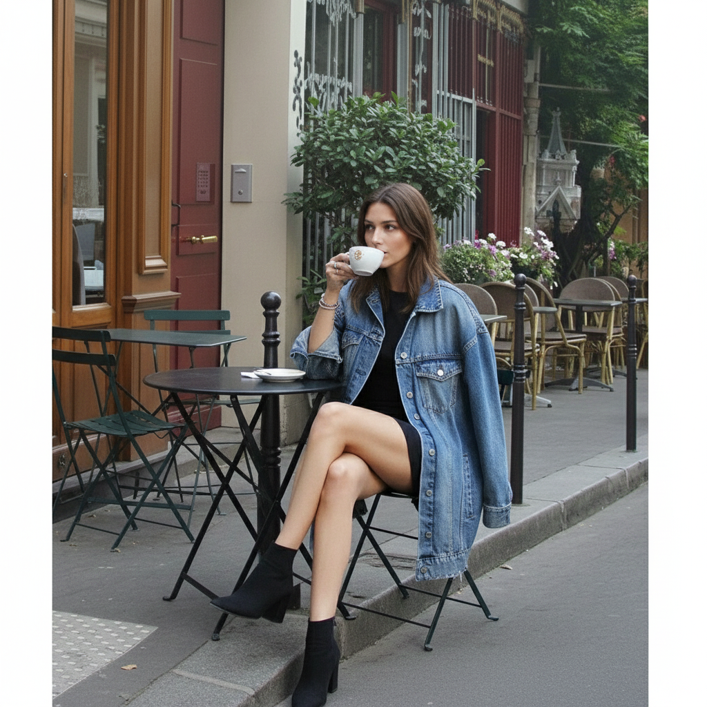 Afslappet Denimjakke | Frayed Hem | Helårsbrug