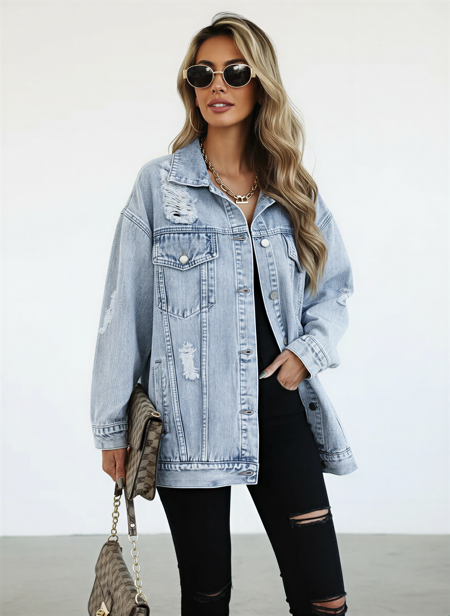 Natascha Jeansjakke | Lys Blå & Rå | Casual Streetwear
