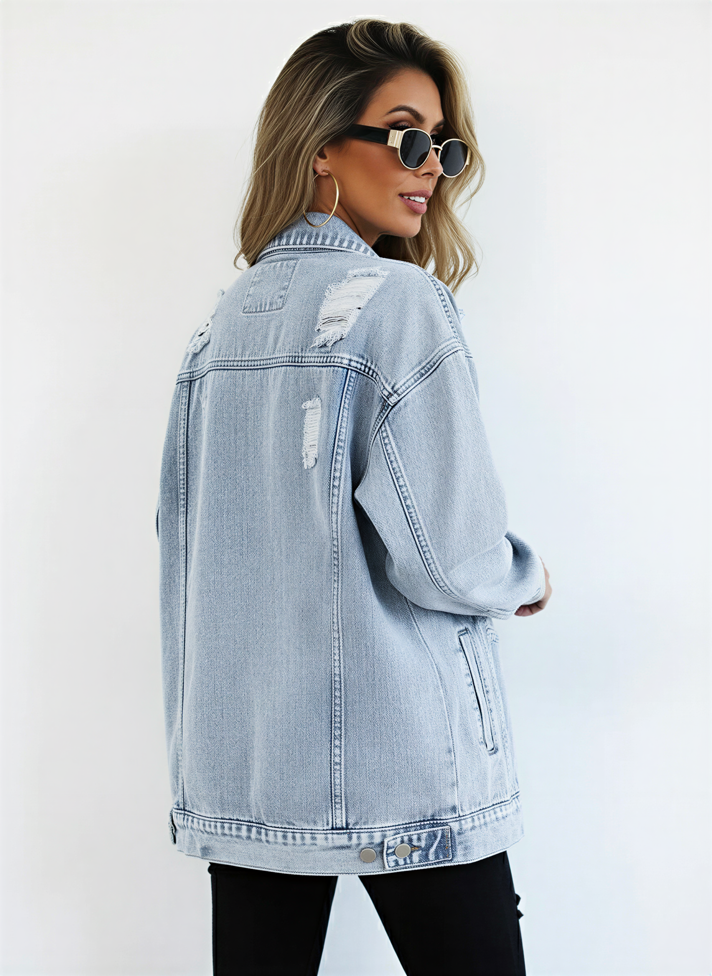 Natascha Jeansjakke | Lys Blå & Rå | Casual Streetwear