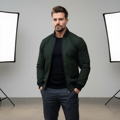 Klassisk Bomberjakke | Lynlåslomme Detalje | All Season