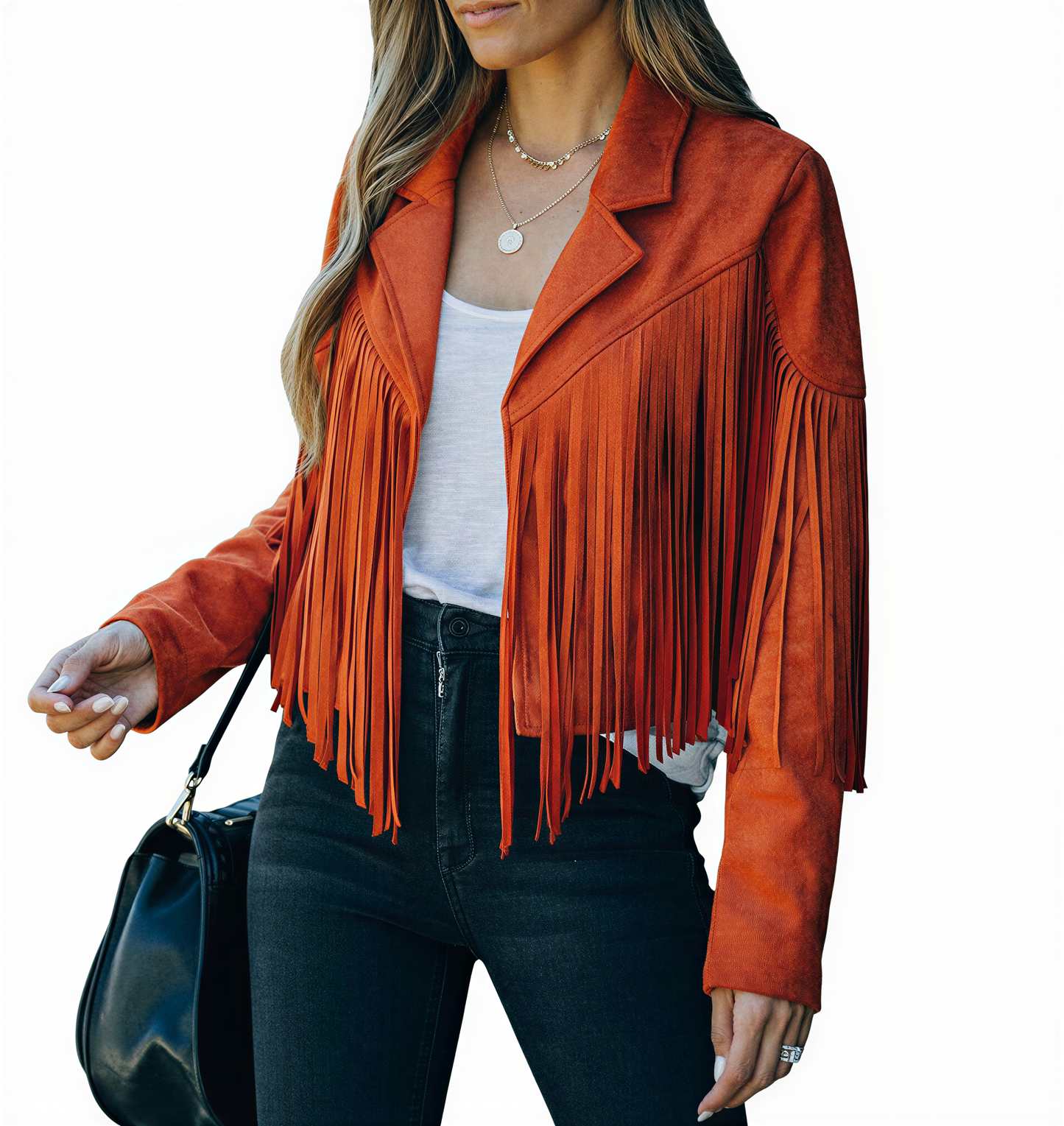 Boheme Ruskind Jakke | Med Frynser | Casual Brug