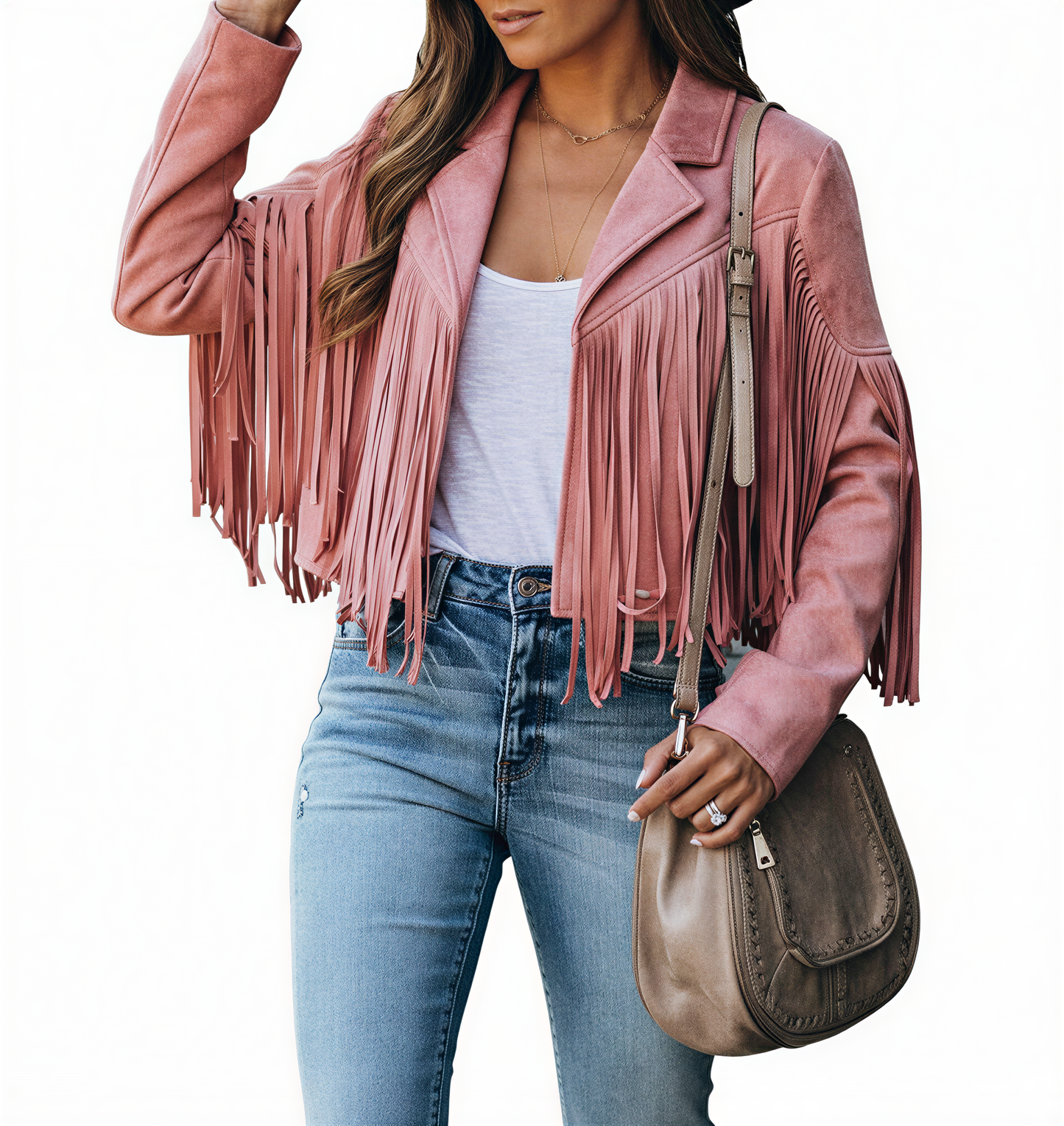 Boheme Ruskind Jakke | Med Frynser | Casual Brug