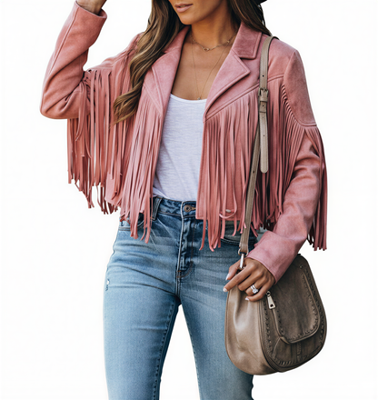 Boheme Ruskind Jakke | Med Frynser | Casual Brug