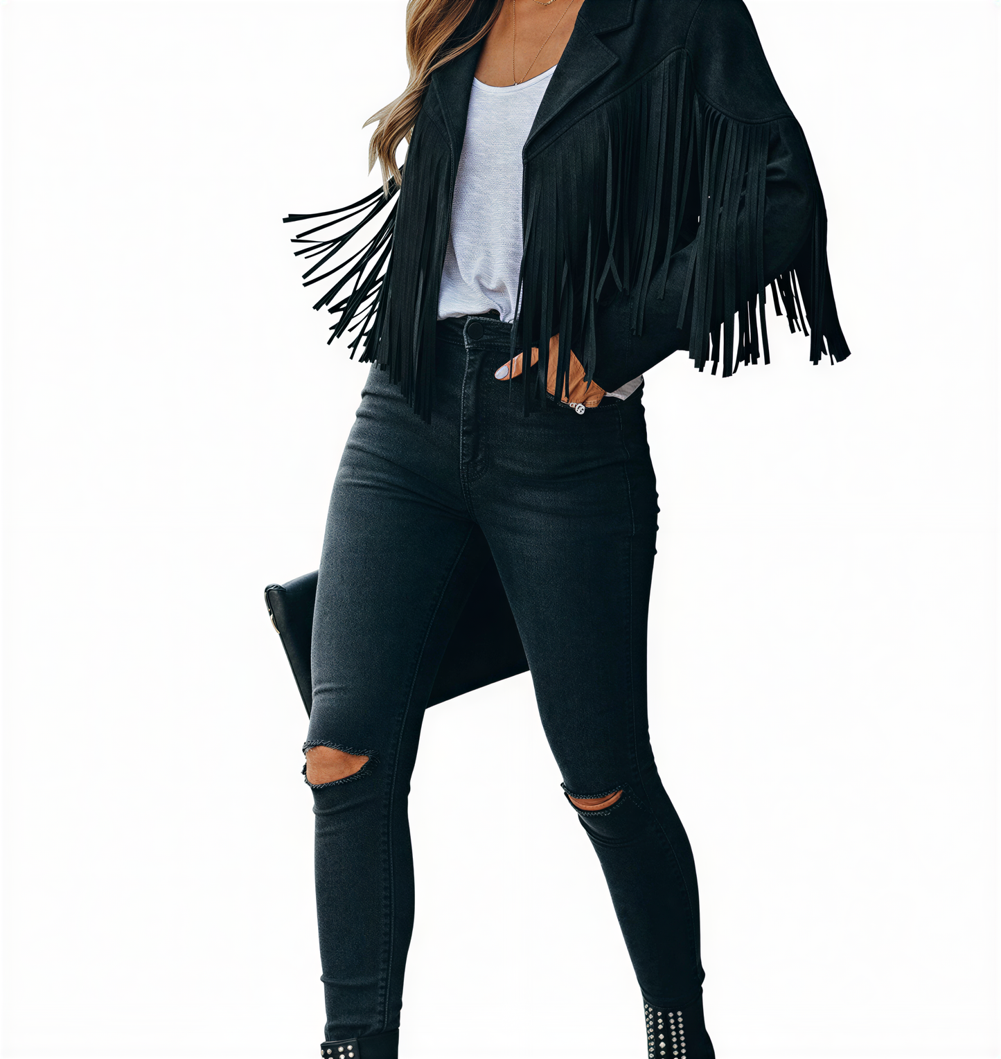 Boheme Ruskind Jakke | Med Frynser | Casual Brug